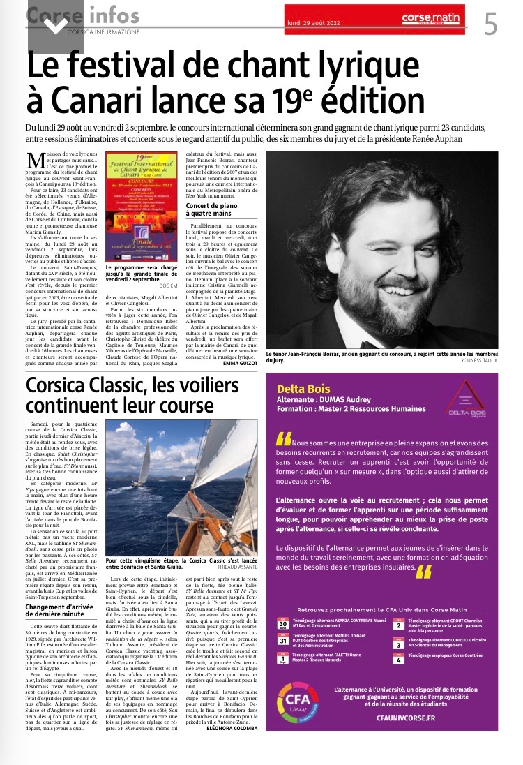 Revue de presse Corsica Classic Yachting 2022