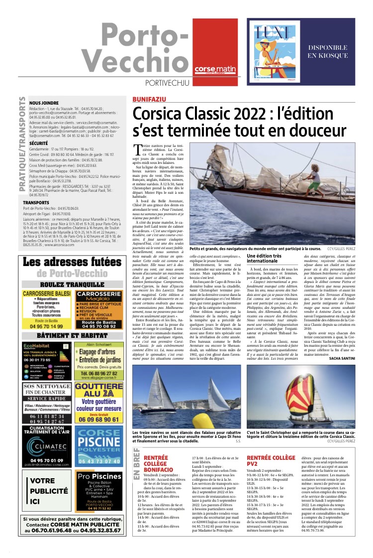 Revue de presse Corsica Classic Yachting 2022