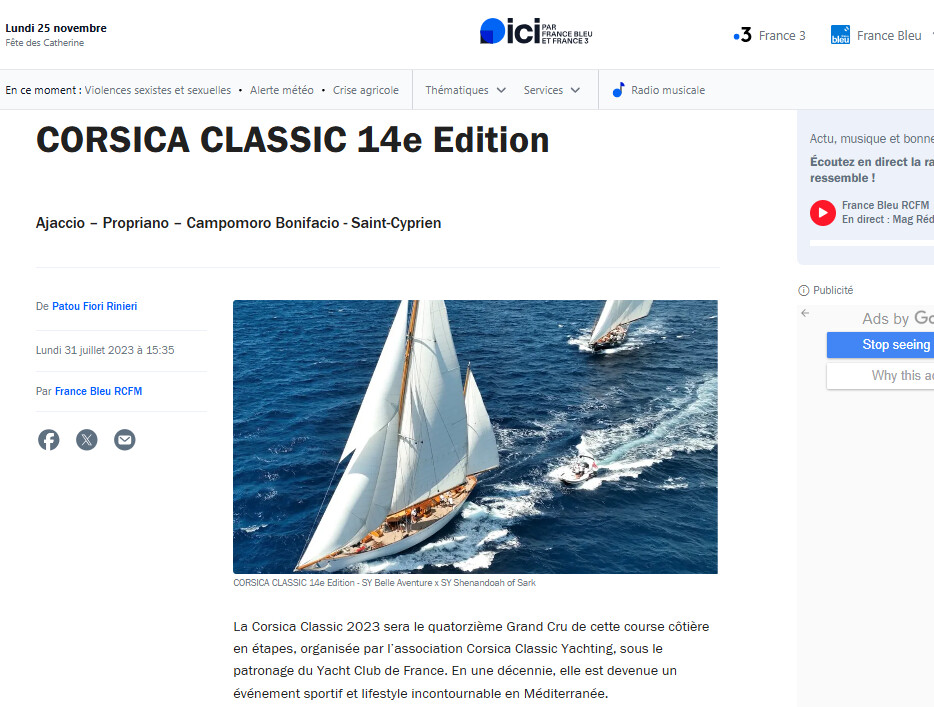 Revue de presse Corsica Classic Yachting 2023