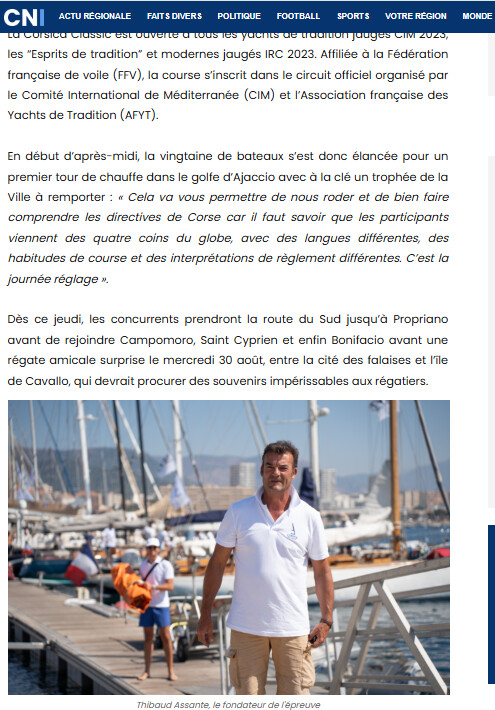 Revue de presse Corsica Classic Yachting 2023