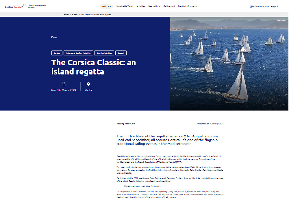 Revue de presse Corsica Classic Yachting 2024