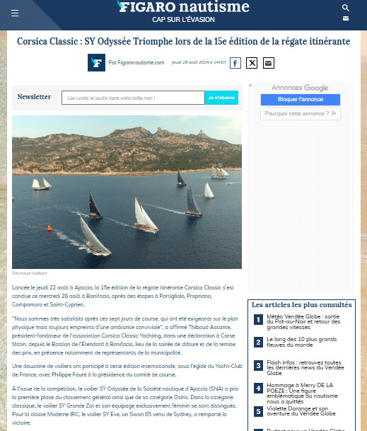 Revue de presse Corsica Classic Yachting 2024