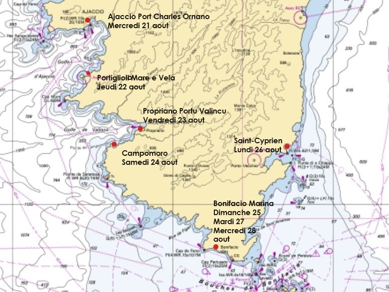 15ème Corsica Classic parcours 2024 source SHOM