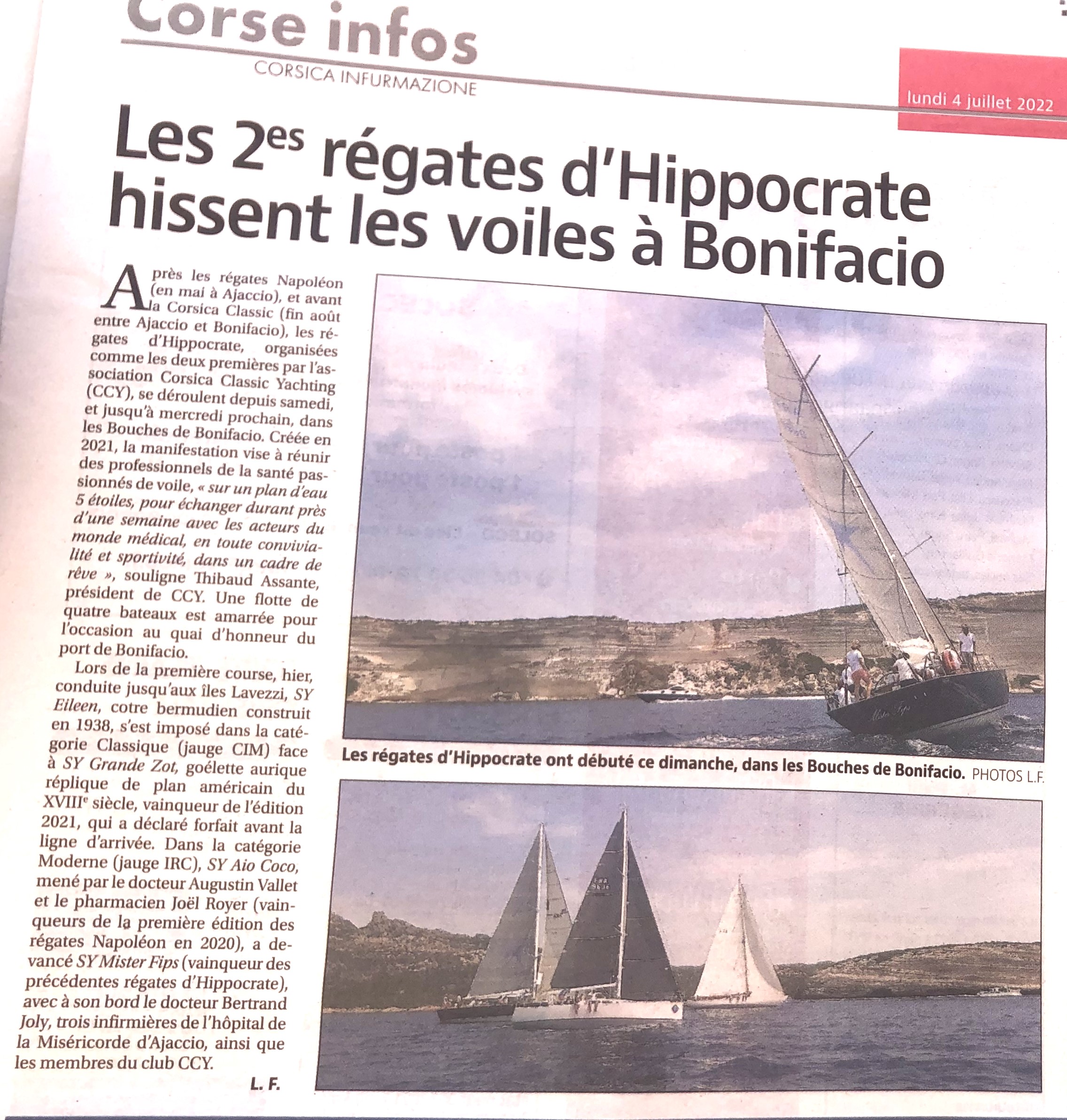 Revue de presse Corsica Classic Yachting 2022