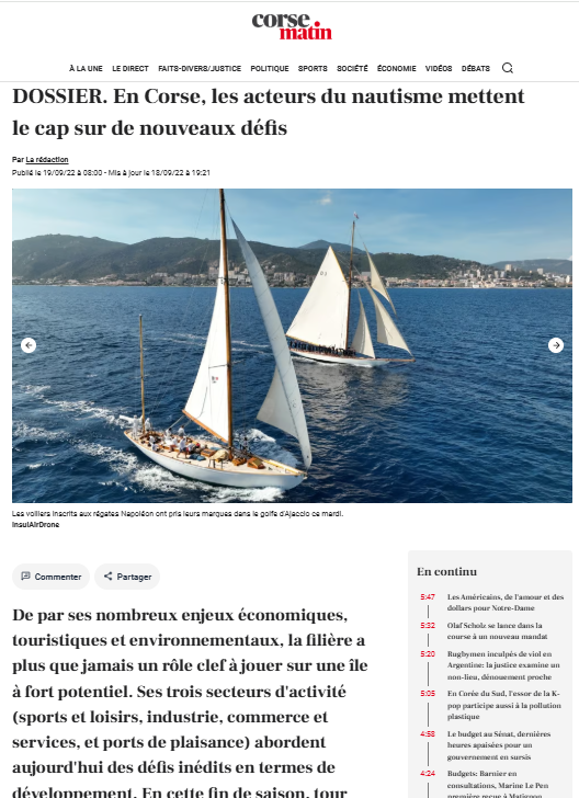 Revue de presse Corsica Classic Yachting 2022