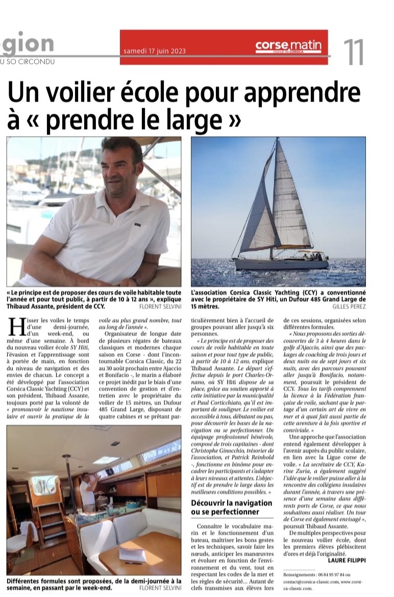 Revue de presse Corsica Classic Yachting 2023